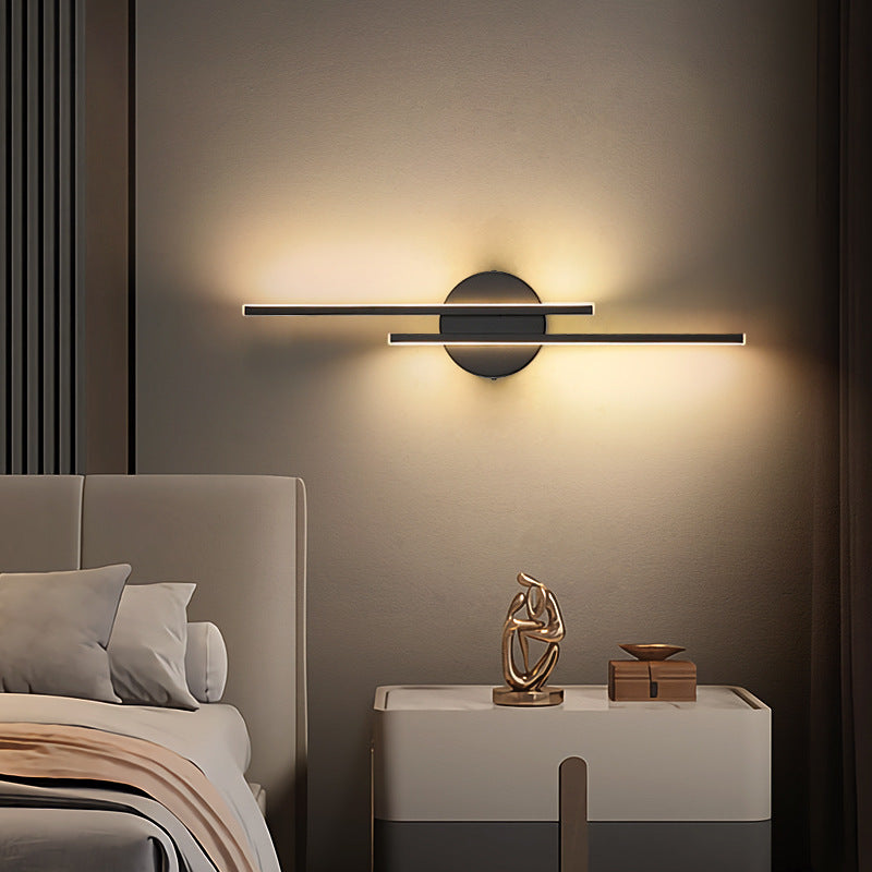 Elgo Modern Nordic Disc/Linear Metal LED Wall Lamp, Black/White - Lamp Outdoor