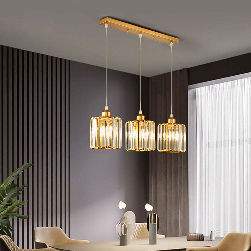 Vina Modern Cluster Cylinder Glass Pendant Light, Black/Gold - Lamp Outdoor