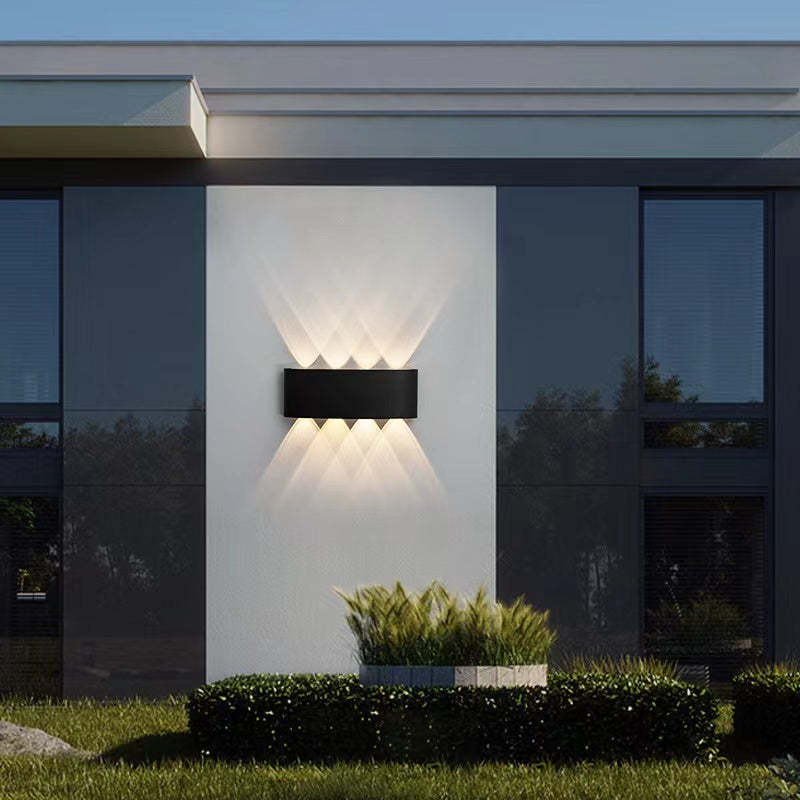 Tronix Modern Rectangular Metal Outdoor Wall Lamp, Black/White, Water-wave - Lamp Outdoor