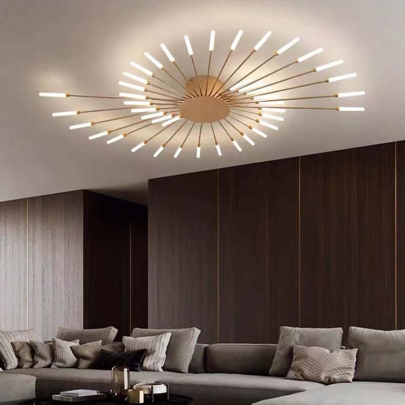 Wesley Flush-Mount Ceiling Light Fireworks, Black/Gold - Lamp Outdoor
