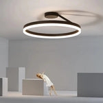 Solen Modern Circle Flush Mount Ceiling Light, Black & White - Lamp Outdoor