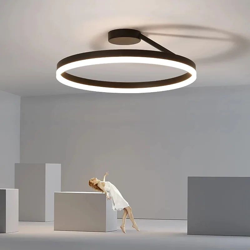 Solen Modern Circle Flush Mount Ceiling Light, Black & White - Lamp Outdoor