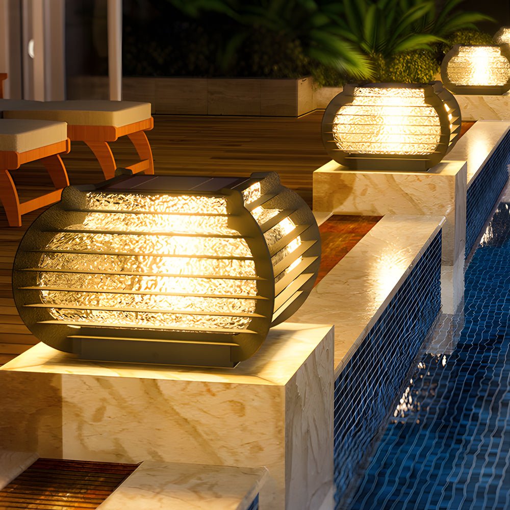 Black Lattice Hardiwred/Solar Outdoor Post Pier Mount Light - Lamp Outdoor