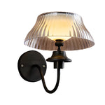 Black Metallic Arm Solar Outdoor Wall Light - Adjustable Glass Shade - Lamp Outdoor