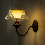 Black Metallic Arm Solar Outdoor Wall Light - Adjustable Glass Shade - Lamp Outdoor