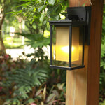 Black Square Outdoor Wall Lantern with Double Glass Shade - Lamp Outdoor