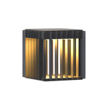 Black Square Pier-Mount Outdoor Post Light Garden Wired Solar Pillar Light - Lamp Outdoor