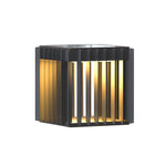 Black Square Pier-Mount Outdoor Post Light Garden Wired Solar Pillar Light - Lamp Outdoor