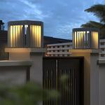 Black Square Pier-Mount Outdoor Post Light Garden Wired Solar Pillar Light - Lamp Outdoor