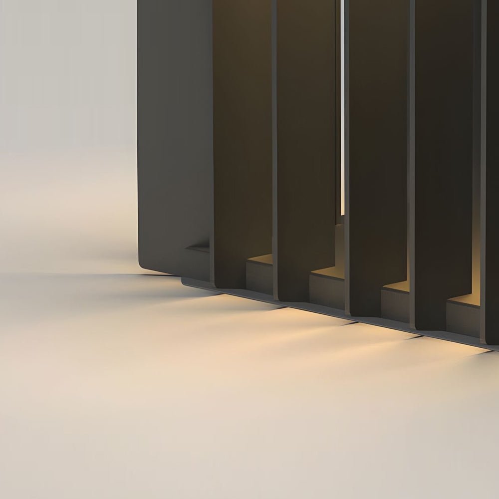 Black Square Pier-Mount Outdoor Post Light Garden Wired Solar Pillar Light - Lamp Outdoor