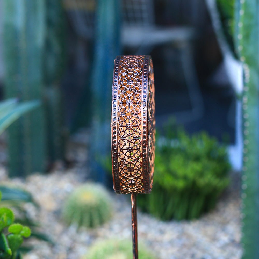 Bohemian Solar Hollow Drum Light LED Metal Outdoor Garden Lamp - Lamp Outdoor