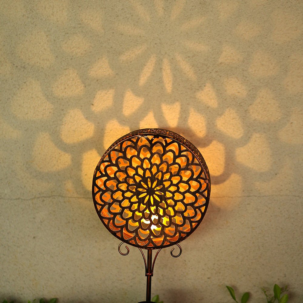 Bohemian Solar Hollow Drum Light LED Metal Outdoor Garden Lamp - Lamp Outdoor