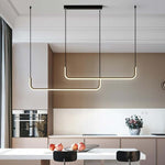 Clen Modern Linear Pendant Light Double Frame, Black/Gold - Lamp Outdoor