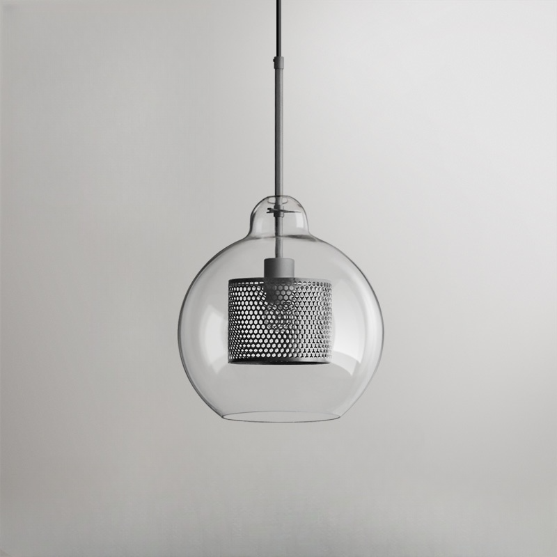 Hessa Contemporary Golden Pendant Light, Glass, Globe/Cylindric - Lamp Outdoor