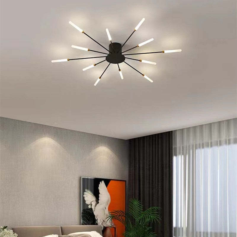 Wesley Flush-Mount Ceiling Light Fireworks, Black/Gold - Lamp Outdoor