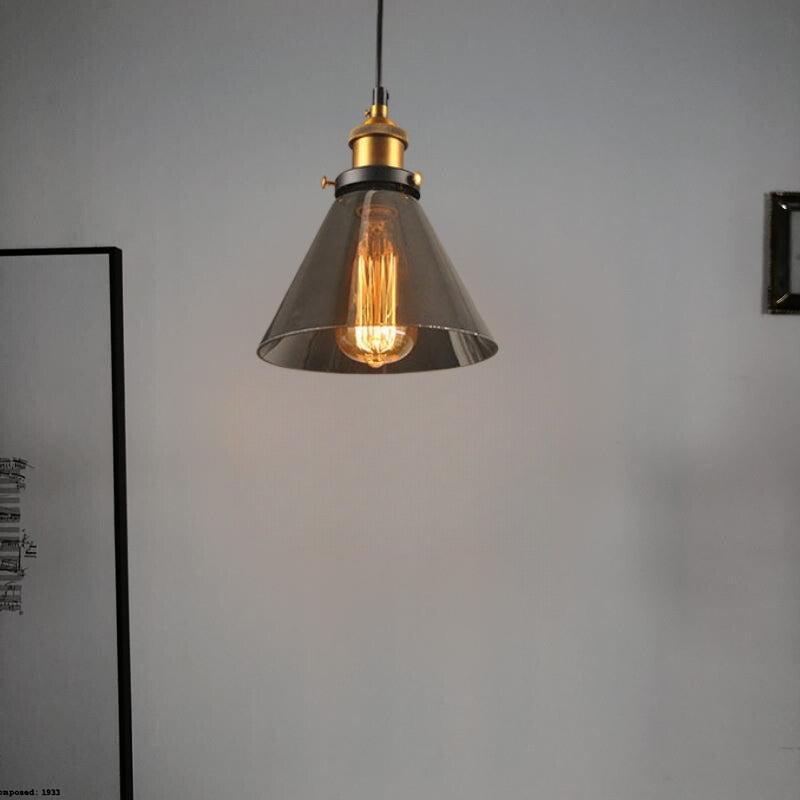 June Industrial Glass Pendant Light Clear/Amber/Smoke Grey - Lamp Outdoor