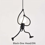 Miro Retro Modern Iron Man Pendant Light, Black - Lamp Outdoor