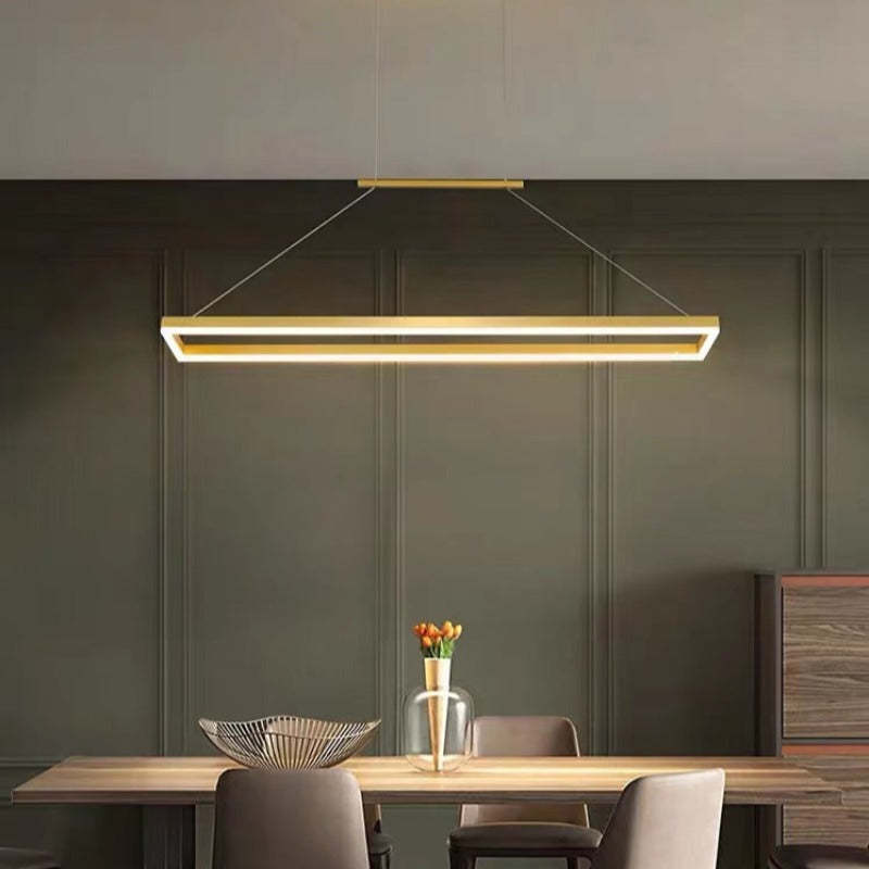 Gloen Modern Rectangular Hanging Pendant Light, Gold/Coffee - Lamp Outdoor