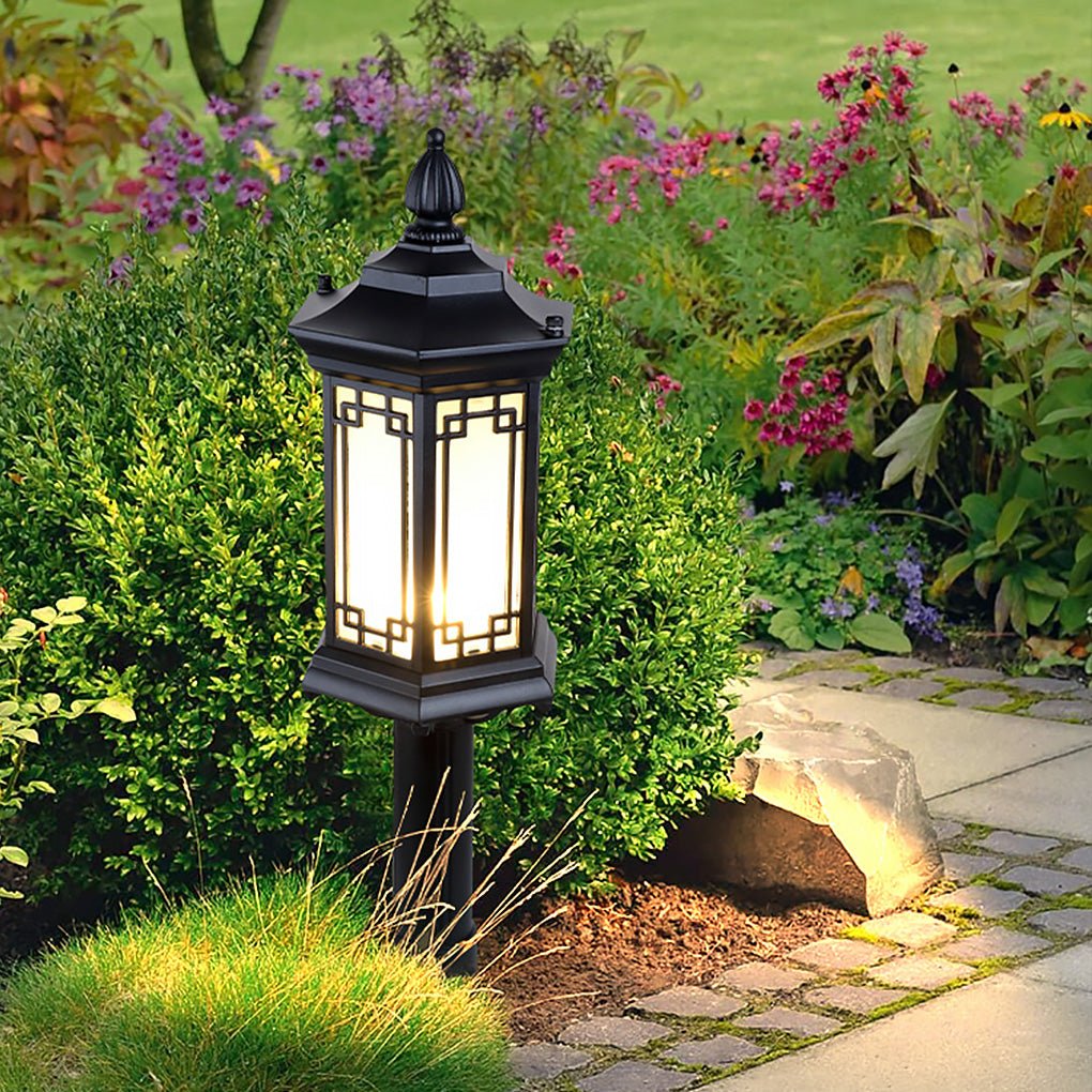 Traditional Asian-Inspired LED Pathway Lights Rhombus Shape for Villa Gardens - Lamp Outdoor