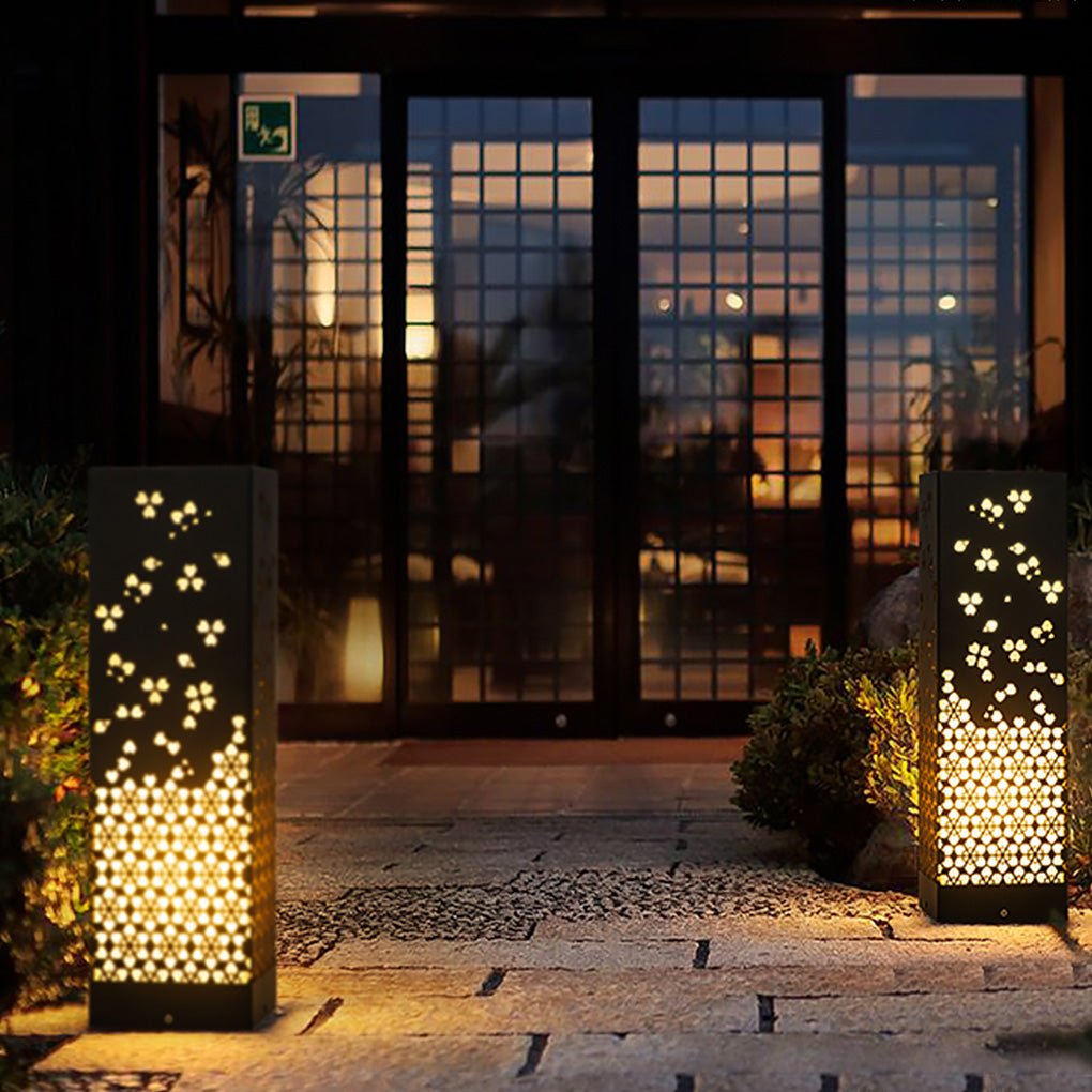 Asian Style Perforated Garden Lighting with Decorative Snowflake Design - Lamp Outdoor