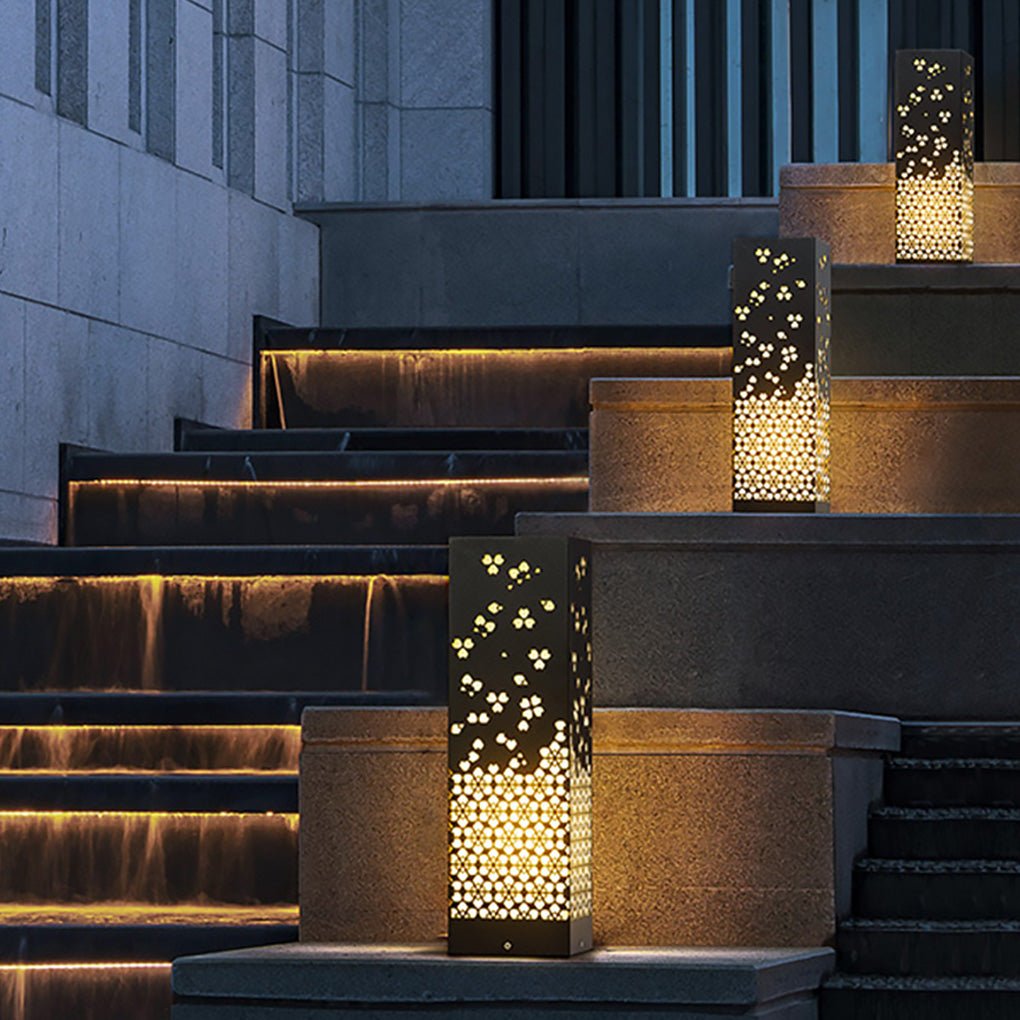 Asian Style Perforated Garden Lighting with Decorative Snowflake Design - Lamp Outdoor