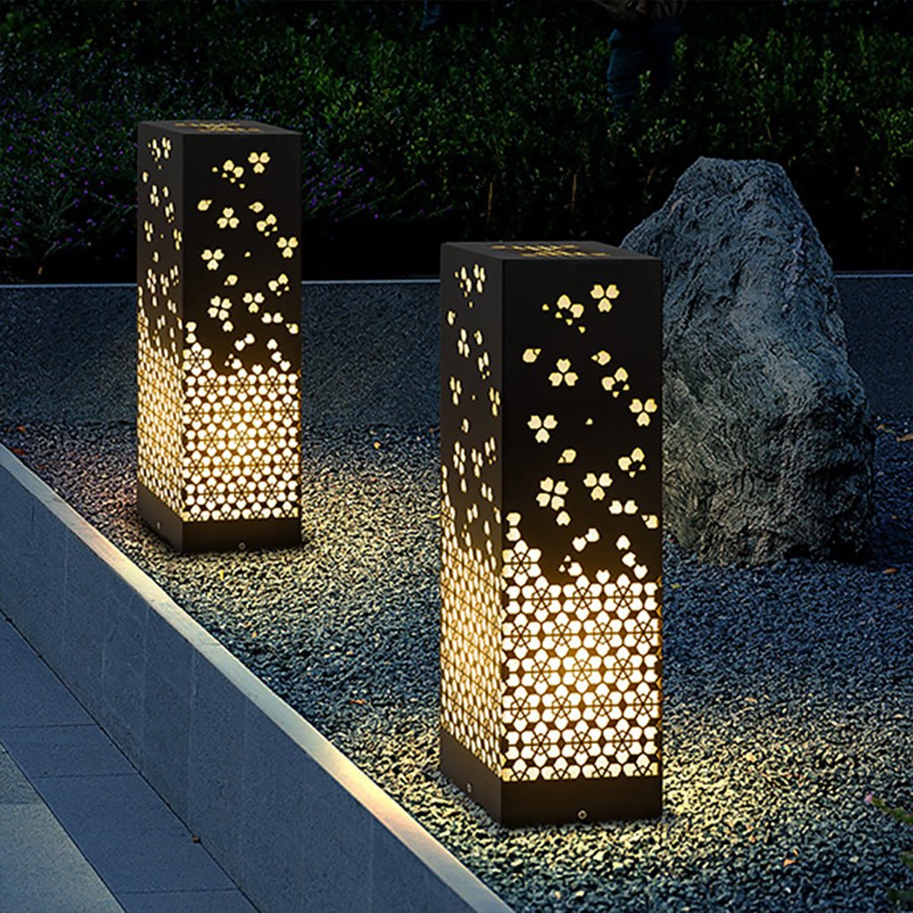 Asian Style Perforated Garden Lighting with Decorative Snowflake Design - Lamp Outdoor