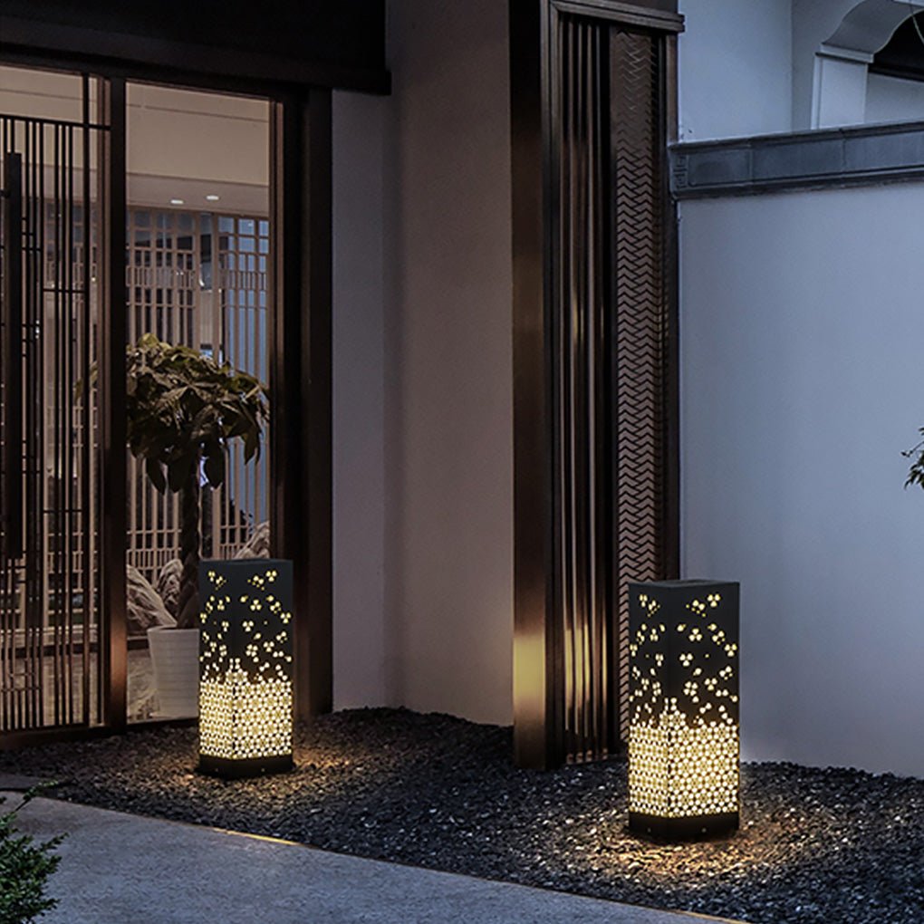 Asian Style Perforated Garden Lighting with Decorative Snowflake Design - Lamp Outdoor