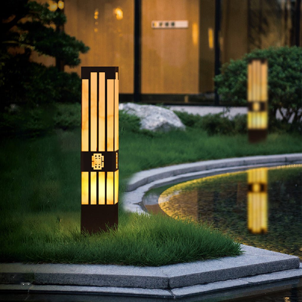 Rectangular Outdoor Garden Lights with Streak Cut Design Elegant Landscape Bollard Lights - Lamp Outdoor
