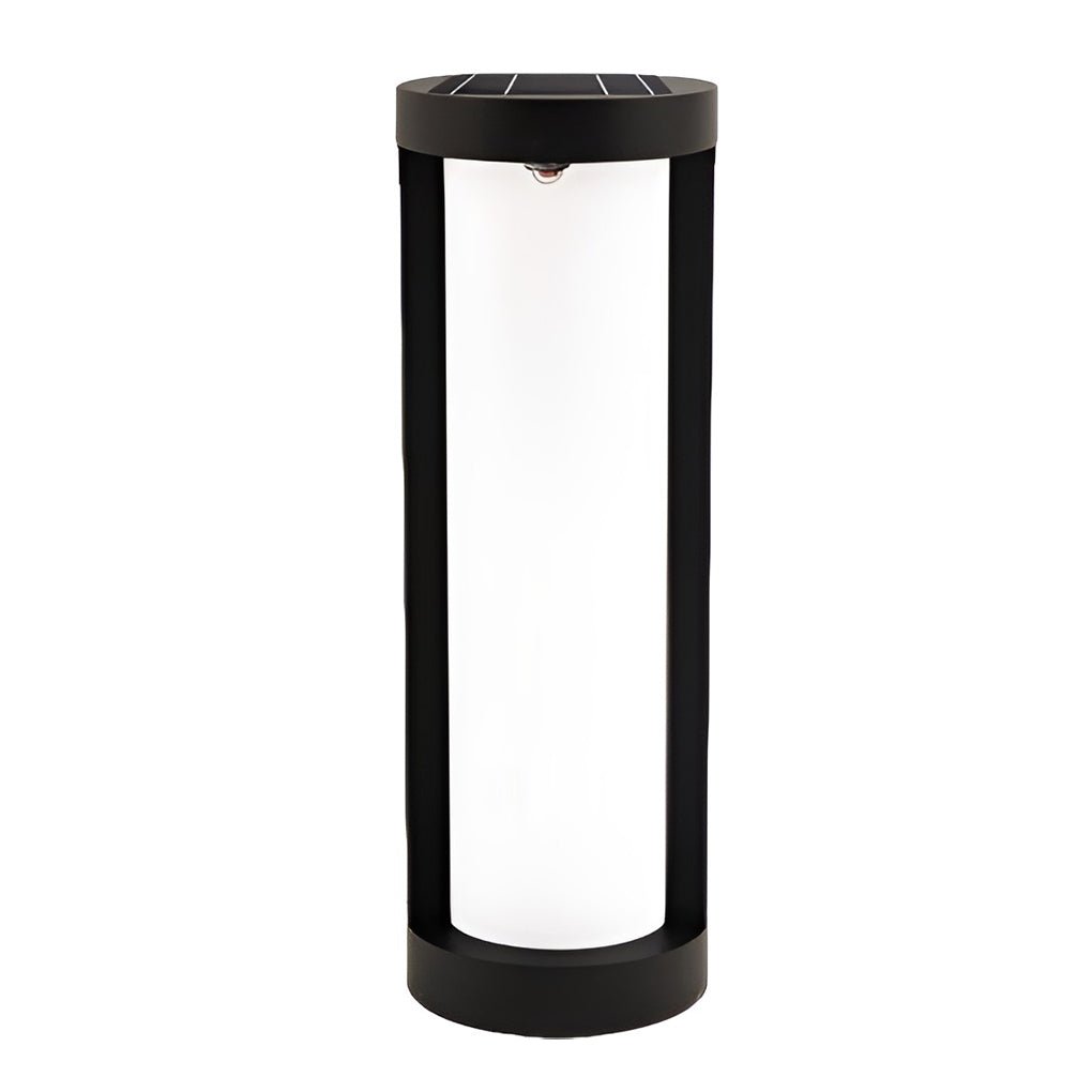 Black Cylindrical LED Pathway Bollard Lights Solar and Wired Outdoor Lighting Solutions - Lamp Outdoor