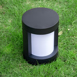 Black Cylindrical LED Pathway Bollard Lights Solar and Wired Outdoor Lighting Solutions - Lamp Outdoor