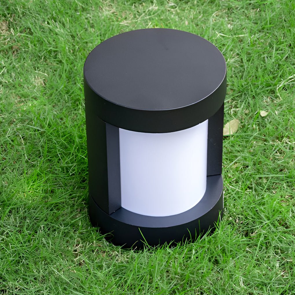 Black Cylindrical LED Pathway Bollard Lights Solar and Wired Outdoor Lighting Solutions - Lamp Outdoor