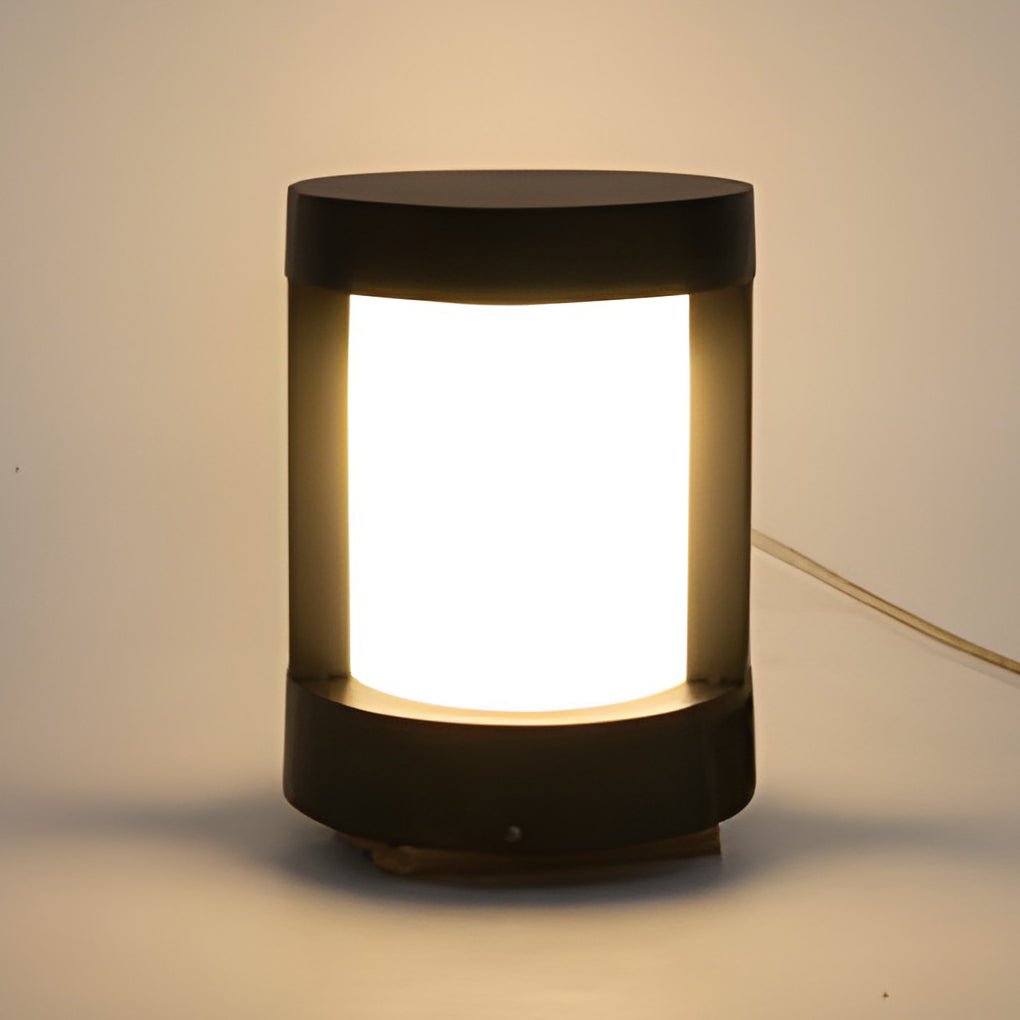 Black Cylindrical LED Pathway Bollard Lights Solar and Wired Outdoor Lighting Solutions - Lamp Outdoor