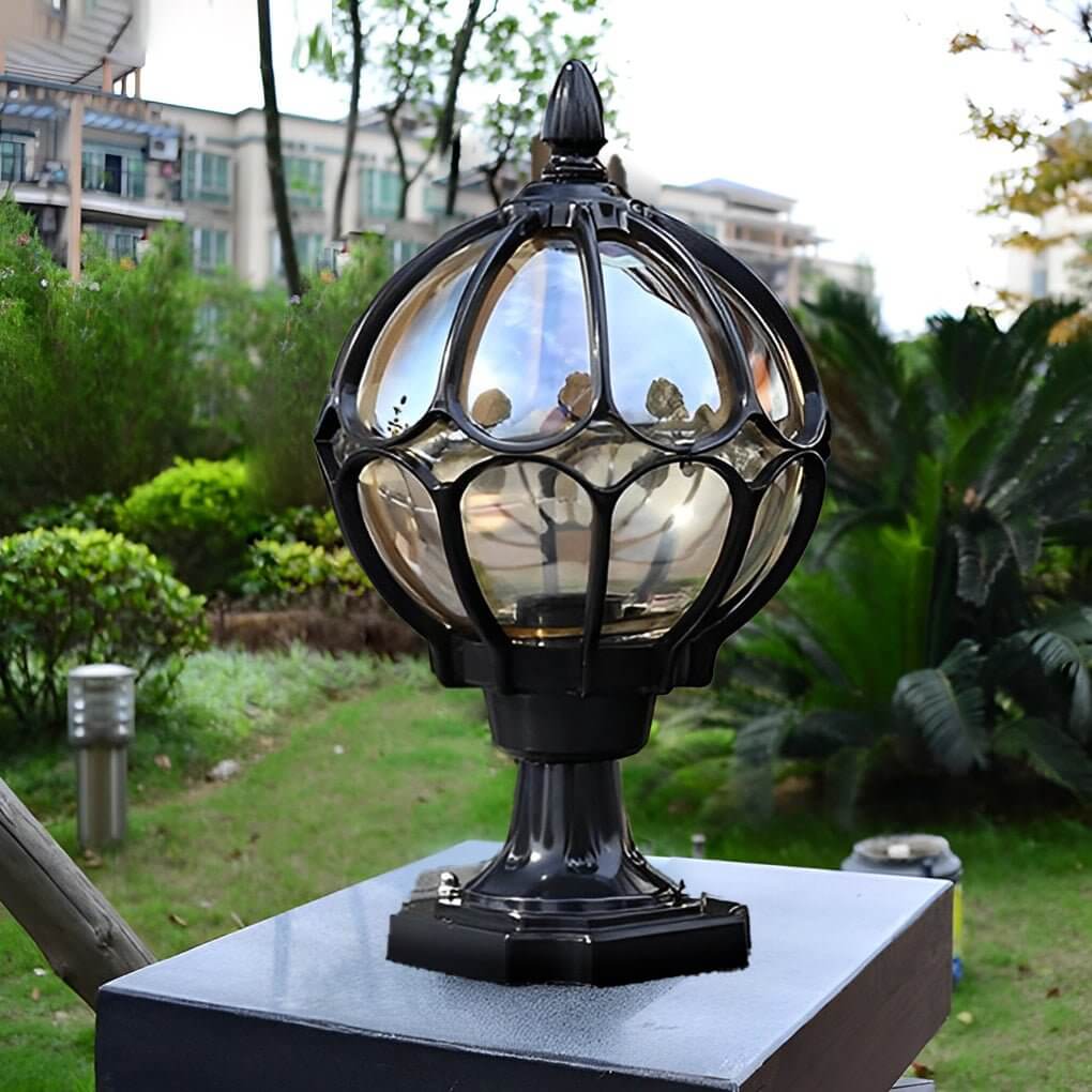 Vintage Outdoor Pier Mount Post Light with Glass Globe - Lamp Outdoor