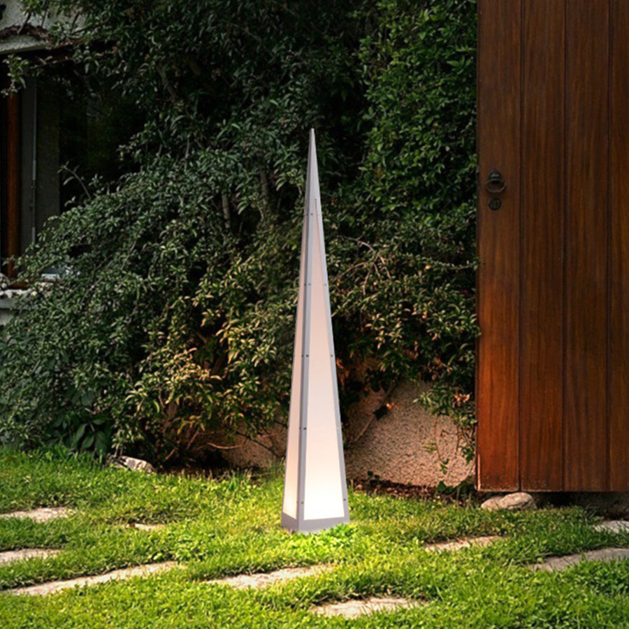 Stainless Steel Waterproof Geometric Floor Lamp with Pyramid Design - Lamp Outdoor