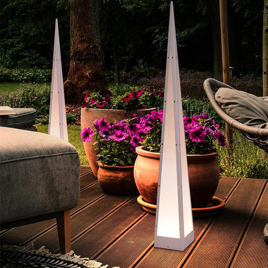 Stainless Steel Waterproof Geometric Floor Lamp with Pyramid Design - Lamp Outdoor