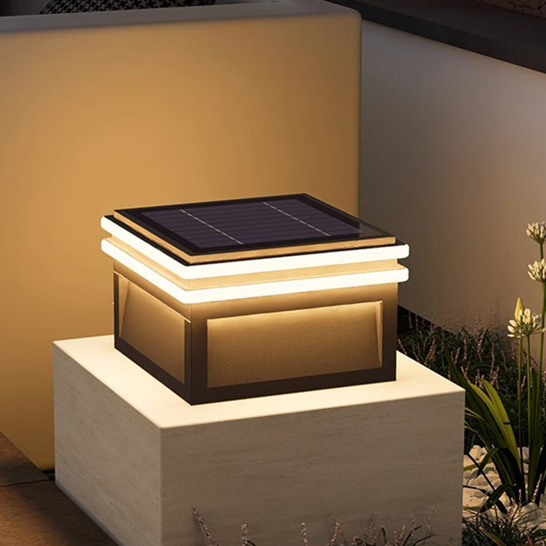 Waterproof Metal Pillar Lights Square Minimalist Style - Lamp Outdoor
