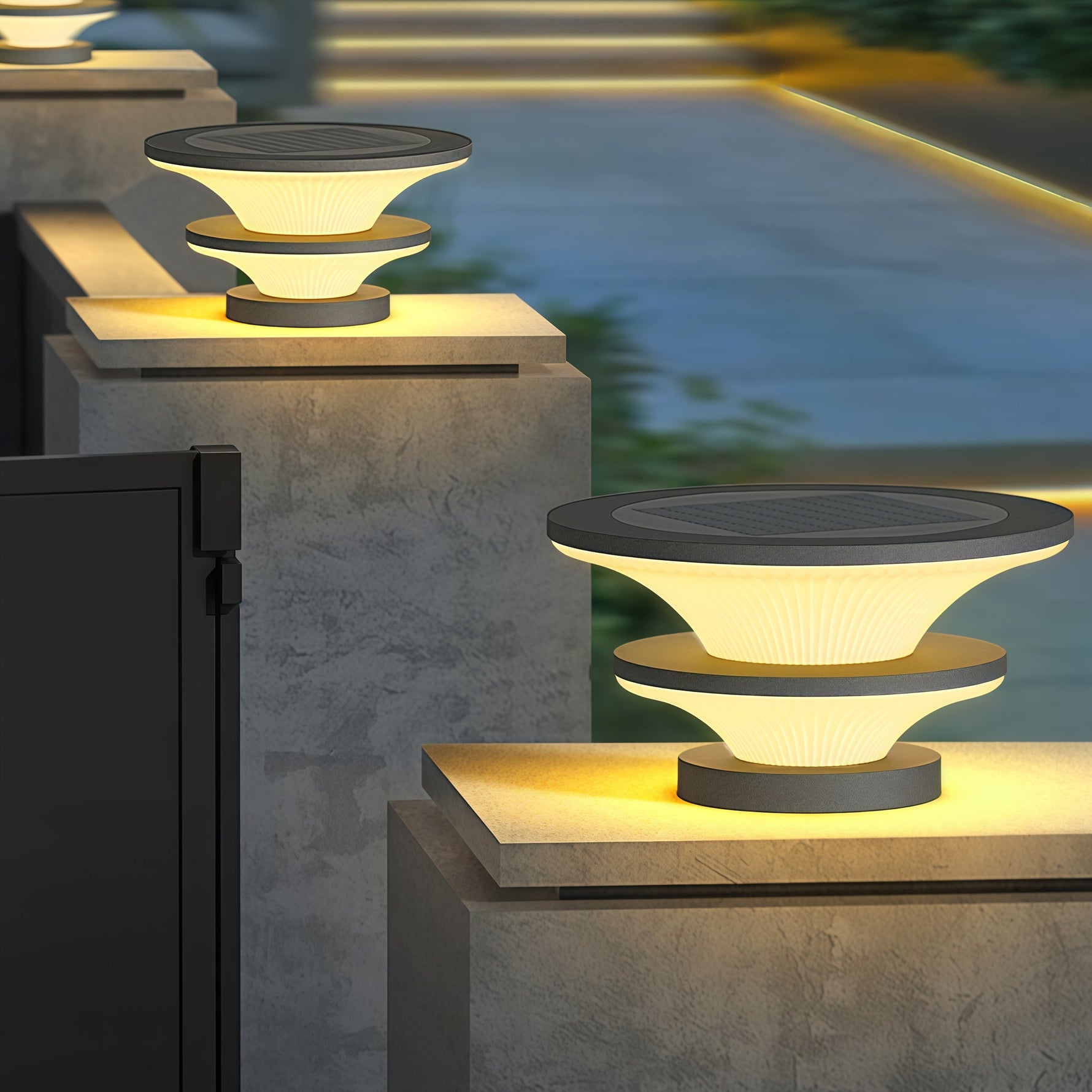 Waterproof Patio Pillar Lights Round Modern - Lamp Outdoor