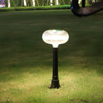 Contemporary Solar Lawn Light Metal Cylinder LED Light with Oval Acrylic Shade - Lamp Outdoor