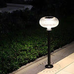 Contemporary Solar Lawn Light Metal Cylinder LED Light with Oval Acrylic Shade - Lamp Outdoor