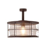 Wrought Iron and Glass Ceiling Flush Mount Light for Balcony - Lamp Outdoor