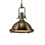 Solara Pendant Lamp Brass Ribbed Dome Industrial - Letslighting