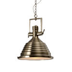 Solara Pendant Lamp Brass Ribbed Dome Industrial - Letslighting