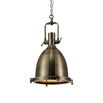 Solara Pendant Lamp Brass Ribbed Dome Industrial - Letslighting