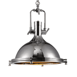 Solara Pendant Lamp Brass Ribbed Dome Industrial - Letslighting