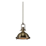 Solara Pendant Lamp Brass Ribbed Dome Industrial - Letslighting