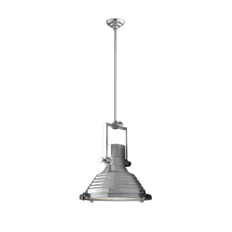 Solara Pendant Lamp Brass Ribbed Dome Industrial - Letslighting