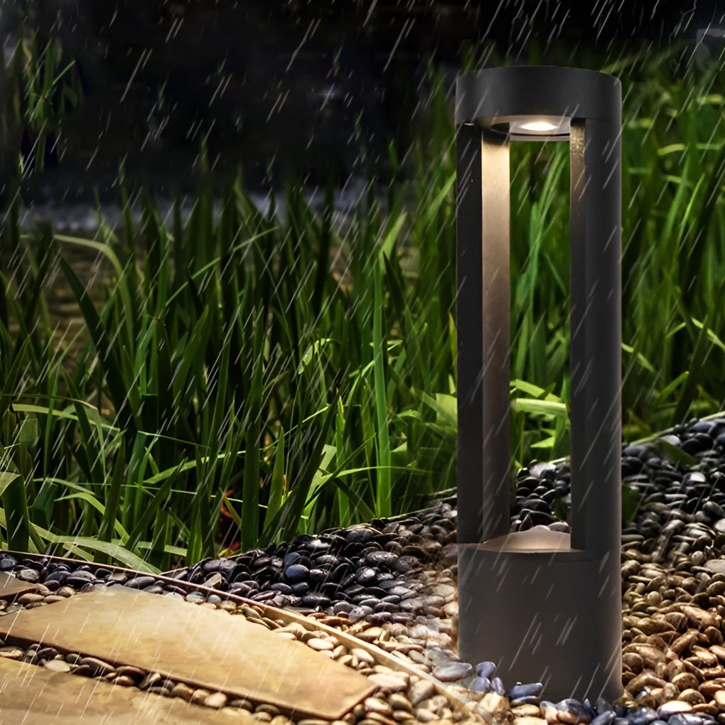 Waterproof LED Outdoor Bollard Lights Hollow Cylindrical Black Lamp for Elegant Exterior Lighting - Lamp Outdoor