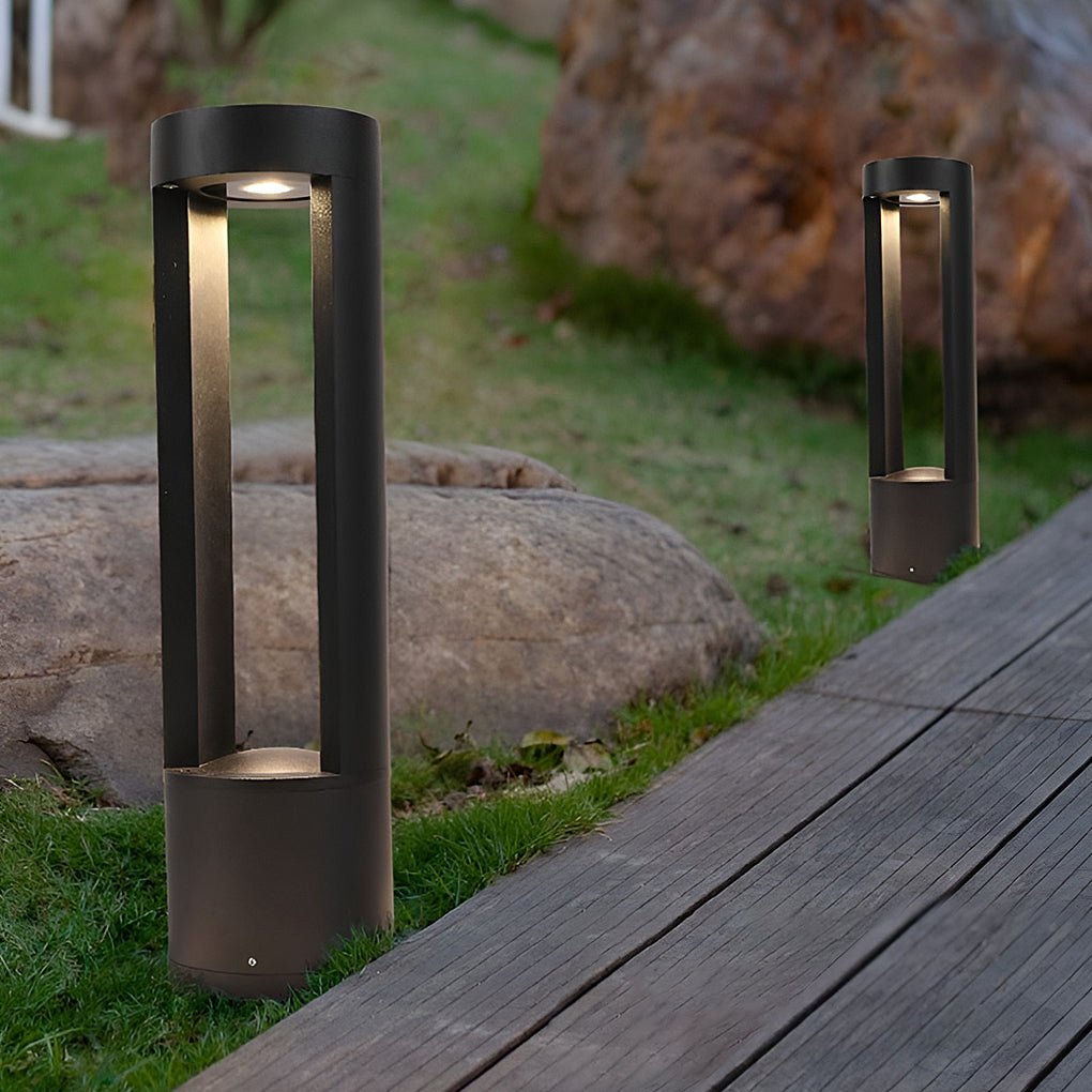 Waterproof LED Outdoor Bollard Lights Hollow Cylindrical Black Lamp for Elegant Exterior Lighting - Lamp Outdoor