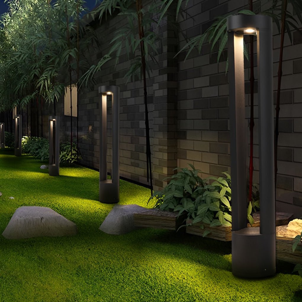 Waterproof LED Outdoor Bollard Lights Hollow Cylindrical Black Lamp for Elegant Exterior Lighting - Lamp Outdoor