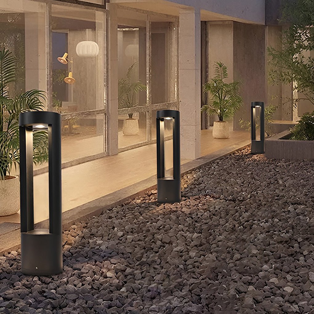 Waterproof LED Outdoor Bollard Lights Hollow Cylindrical Black Lamp for Elegant Exterior Lighting - Lamp Outdoor